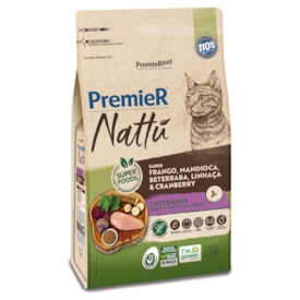 Ração Premier Nattu Gatos Castrados Mandioca 1,5 kg