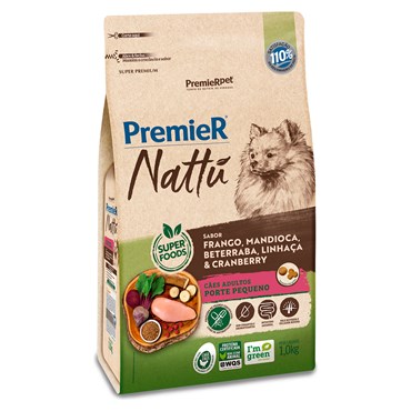 Ração Premier Nattu para Cães Adultos de Pequeno Porte Sabor Mandioca