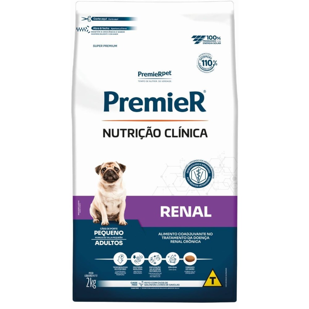 Ração Premier Nutrição Clínica Cães Adultos Renal Pequeno Porte 2kg