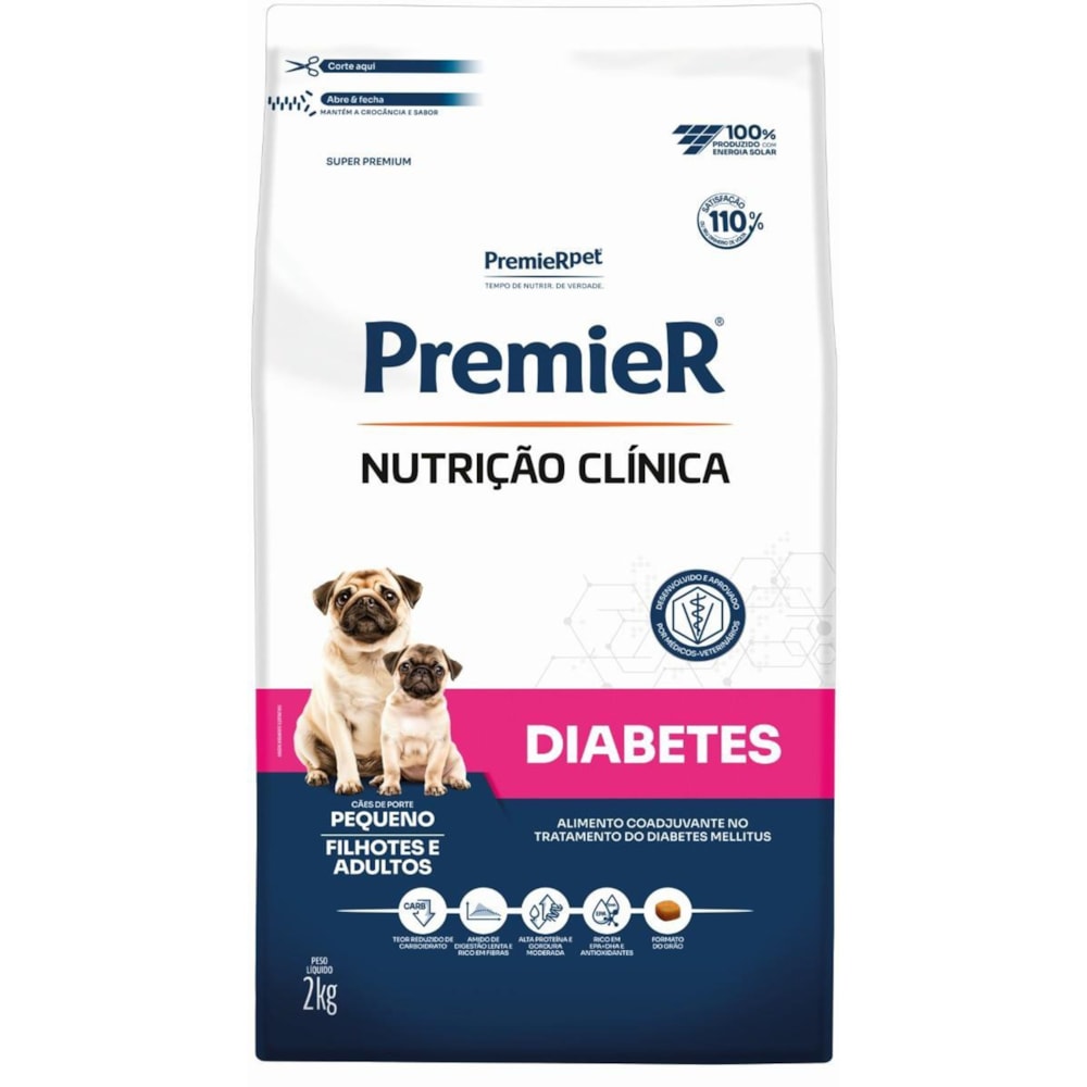 Ração Premier Nutrição Clínica Cães Diabetes Pequeno Porte 2kg