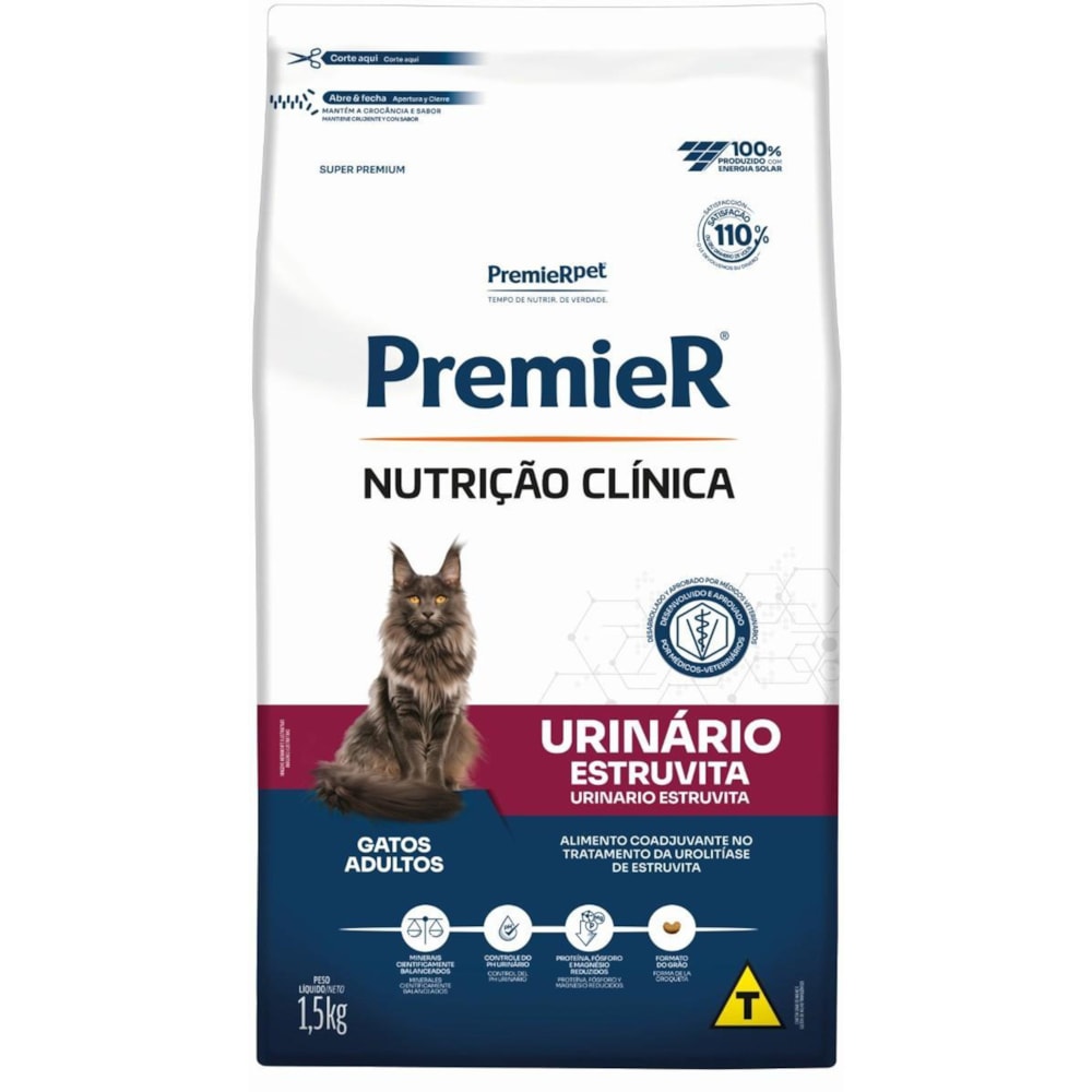Ração Premier Nutrição Clínica Gatos Urinário Estruvita 1,5kg