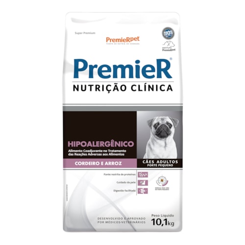 Ração Premier Nutrição Clínica Hipoalergênico Cães Adultos de Pequeno Porte Sabor Cordeiro e Arroz 10,1kg