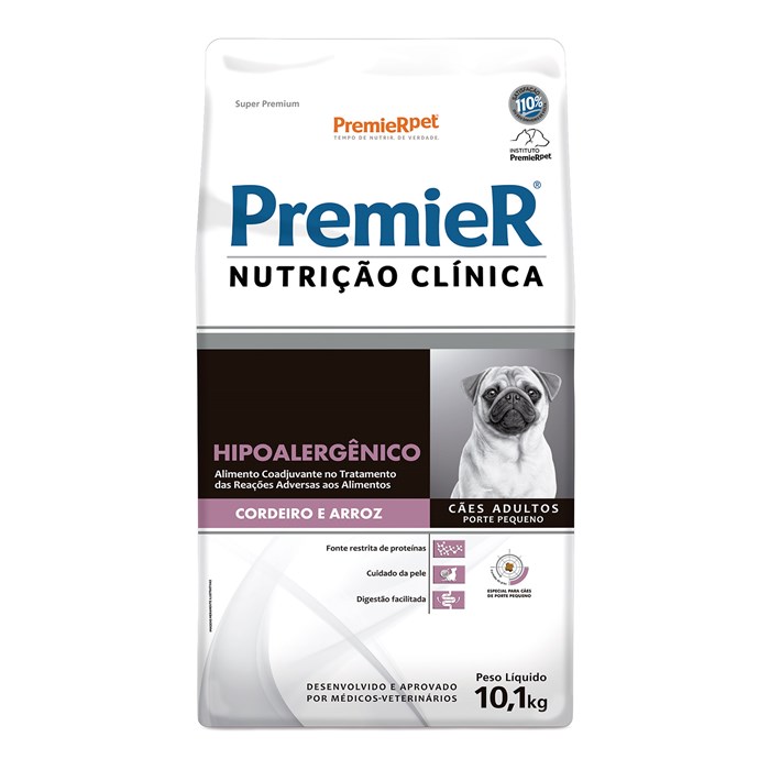 Ração Premier Nutrição Clínica Hipoalergênico Cães Adultos de Pequeno Porte Sabor Cordeiro e Arroz 10,1kg