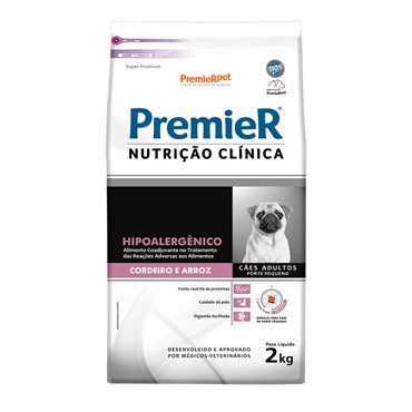 Ração Premier Nutrição Clínica Hipoalergênico Cães Adultos de Pequeno Porte Sabor Cordeiro e Arroz 2kg