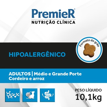 Ração Premier Nutrição Clínica Hipoalergênico Hidrolisada e Mandioca Cães Médio e Grande Porte 10,1kg