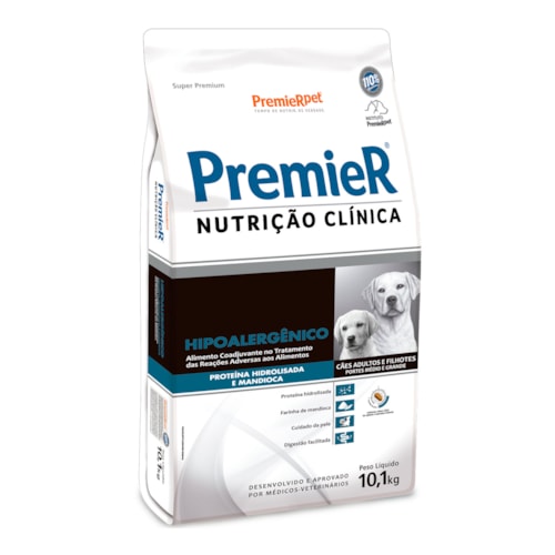 Ração Premier Nutrição Clínica Hipoalergênico Hidrolisada e Mandioca Cães Médio e Grande Porte 10,1kg