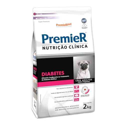 Ração Premier Nutrição Clínica para Cães Adultos de Pequeno Porte com Diabetes 2kg