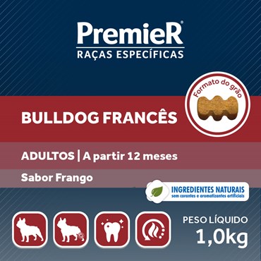 Ração Premier para Cães Adultos Raças Específicas Bulldog Francês Sabor Frango