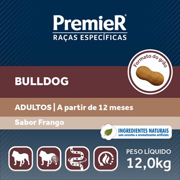Ração Premier Para Cães Adultos Raças Específicas Bulldog Sabor Frango 12kg