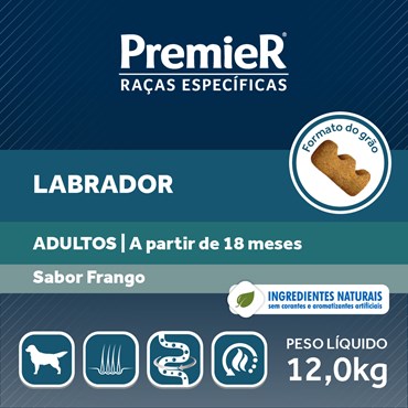 Ração Premier para Cães Adultos Raças Específicas Labrador Sabor Frango 12 kg
