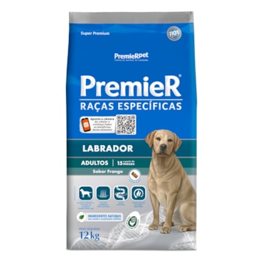 Ração Premier para Cães Adultos Raças Específicas Labrador Sabor Frango 12kg - imagem adicional