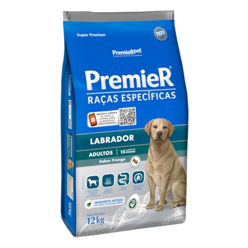 Ração Premier para Cães Adultos Raças Específicas Labrador Sabor Frango 12kg