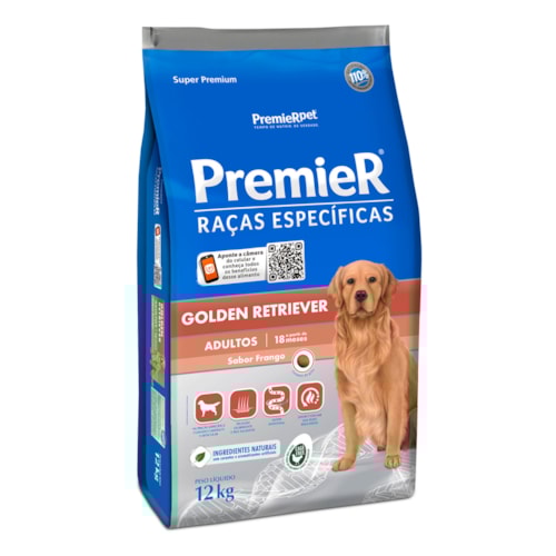 Ração Premier para Cães Raças Específicas Golden Retriever Sabor Frango 12kg
