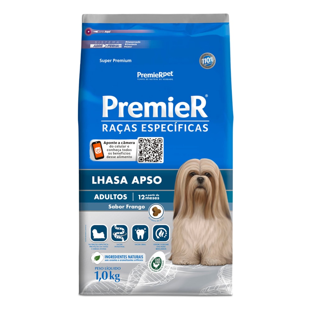 Ração Premier Raças Específicas Cães Adultos Lhasa Apso Frango 1,0 kg