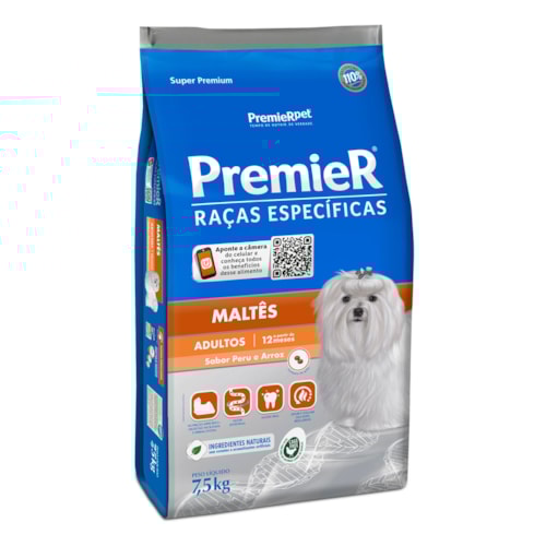 Ração Premier Raças Específicas Cães Adultos Maltês Peru e Arroz 7,5 kg