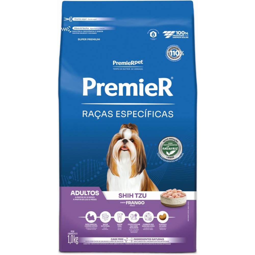 Ração Premier Raças Específicas Cães Adultos Shih Tzu Sabor Frango 1kg