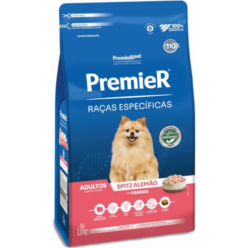 Ração Premier Raças Específicas Cães Adultos Spitz Alemão Sabor Frango 1kg - imagem adicional