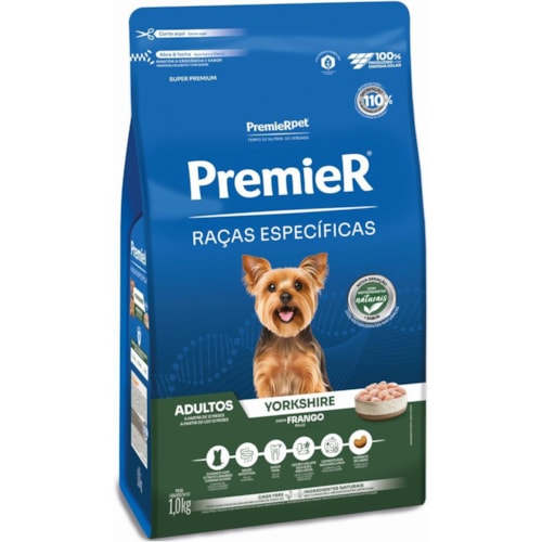 Ração Premier Raças Específicas Cães Adultos Yorkshire Sabor Frango 1kg - imagem adicional