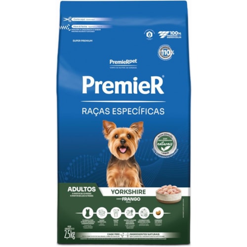 Ração Premier Raças Específicas Cães Adultos Yorkshire Sabor Frango 2,5kg