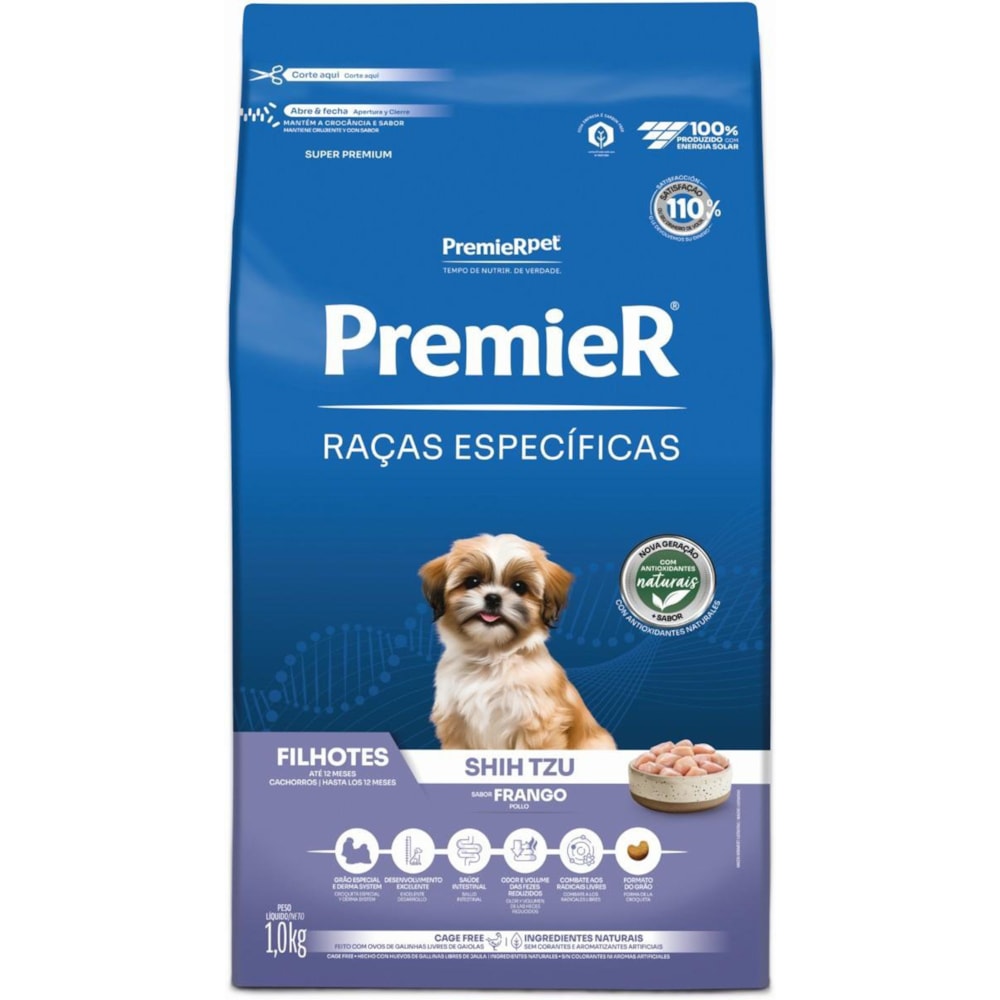Ração Premier Raças Específicas Cães Filhotes Shih Tzu Sabor Frango 1kg