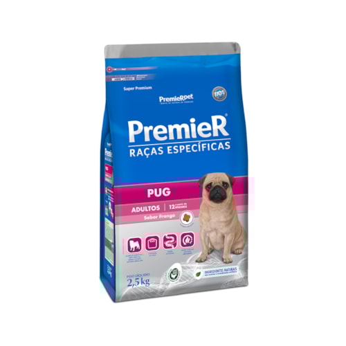 Ração Premier Raças Específicas para Cachorro Pug Adultos Sabor Frango 2,5kg