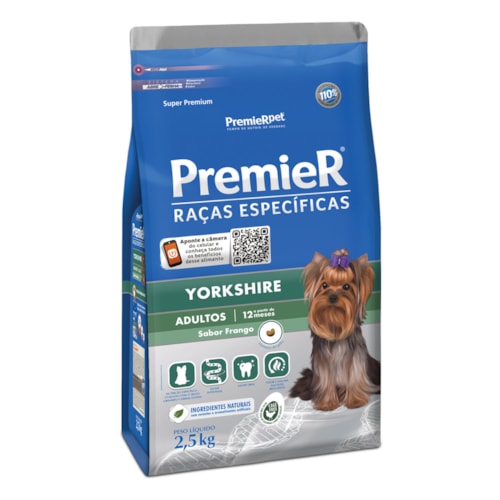 Ração Premier Raças Específicas Yorkshire Cães Adultos Frango 2,5 kg