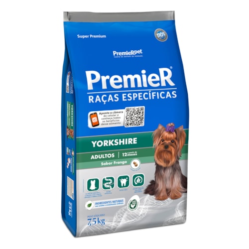 Ração Premier Raças Específicas Yorkshire Cães Adultos Frango 7,5 kg