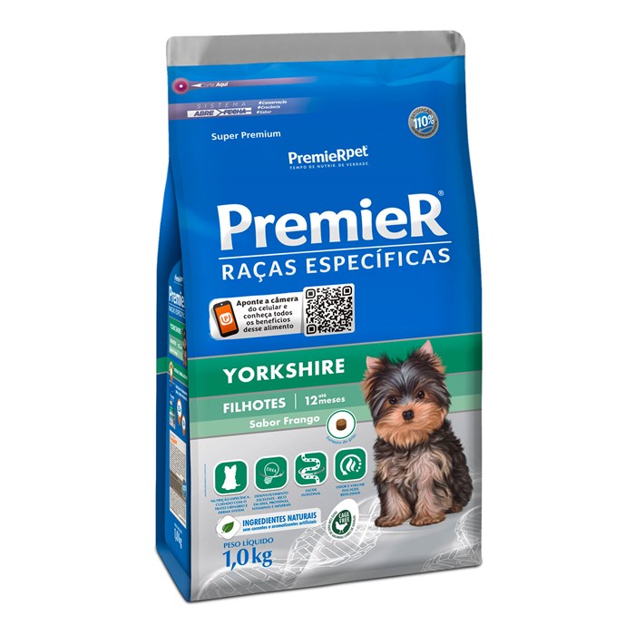 Ração Premier Raças Específicas Yorkshire Cães Filhotes Frango 1,0 kg