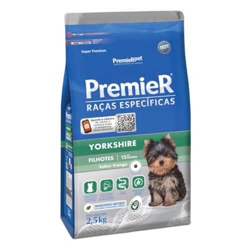 Ração Premier Raças Específicas Yorkshire Cães Filhotes Frango 2,5 kg