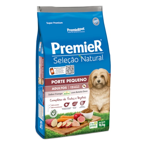 Ração Premier Seleção Natural Cães Adultos de Raças Pequenas Frango com Batata Doce 10,1 kg