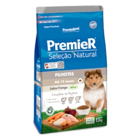 Ração Premier Seleção Natural Cães Filhotes Proteína de Frango Raças Médias e Grandes 2,5 kg