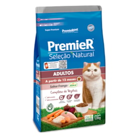 Ração Premier Seleção Natural Gatos Adultos Proteína de Frango 1,5 kg