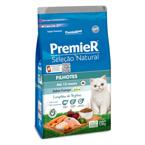 Ração Premier Seleção Natural Gatos Filhotes Sabor Proteína de Frango 1,5kg
