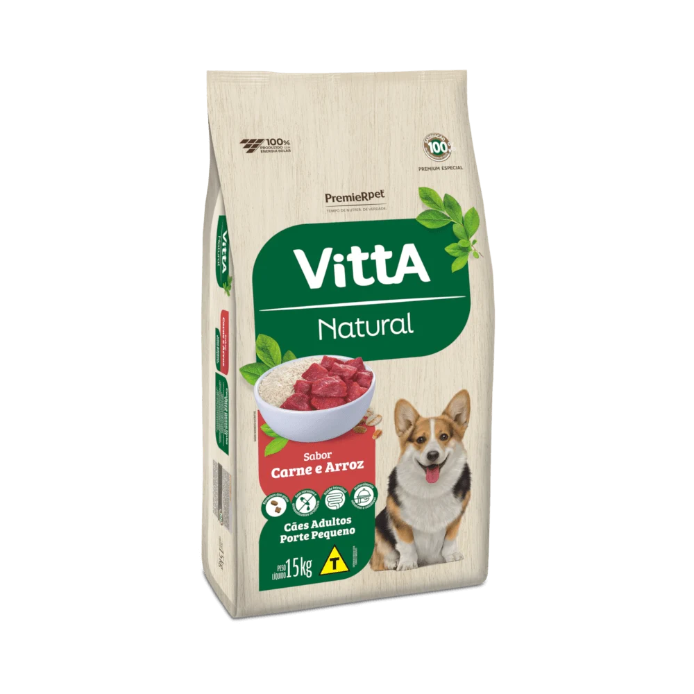 Ração Premier Vitta Natural Cães Adultos Raças Pequenas Carne e Arroz 15 kg