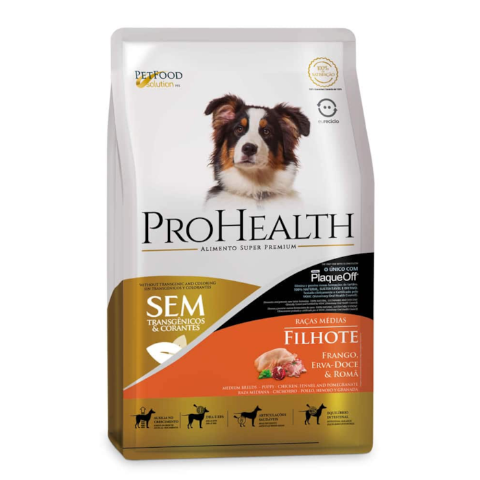 Ração Pro Health para Cães Filhotes Raças Médias Sabor Frango, Erva-Doce e Romã 2,5KG