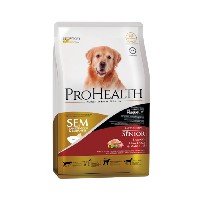 Ração Pro Health para Cães Sênior Raças Médias Sabor Frango, Erva-Doce e Maracujá 2,5KG