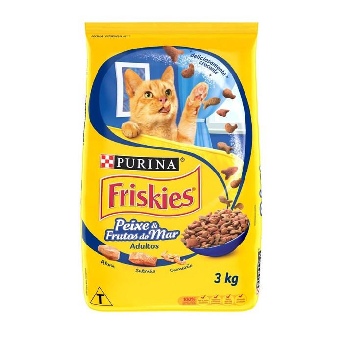 Ração Purina Friskies para Gatos Adultos Peixe e Frutos do Mar