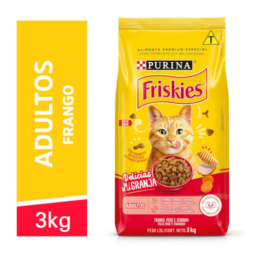 Ração Purina Friskies para Gatos Adultos Sabor Frango 3kg