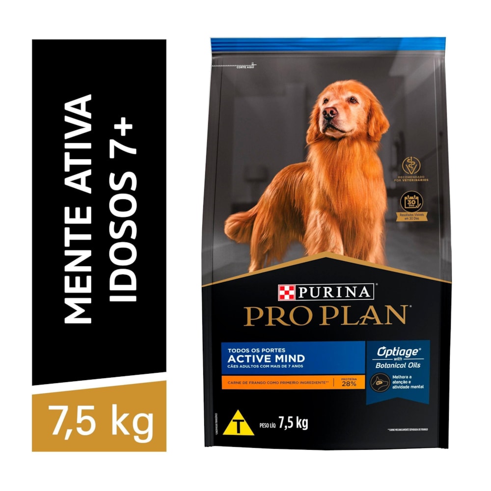 Ração Purina Pro Plan Active Mind para Cães Idosos de Todos os Tamanhos Frango 7,5kg