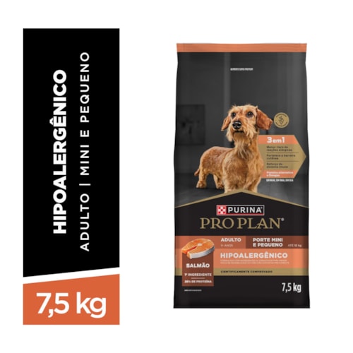Ração PURINA® PRO PLAN® Hipoalergênica para Cães Adultos Minis e Pequenos Salmão 7,5 kg