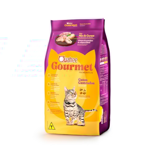 Ração Quatree Gourmet Gatos Castrados Mix Carnes 1 kg