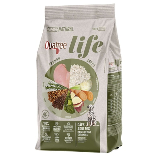 Ração Quatree Life Cães Adultos Raças Média e Grandes Frango e Arroz 15,0 kg