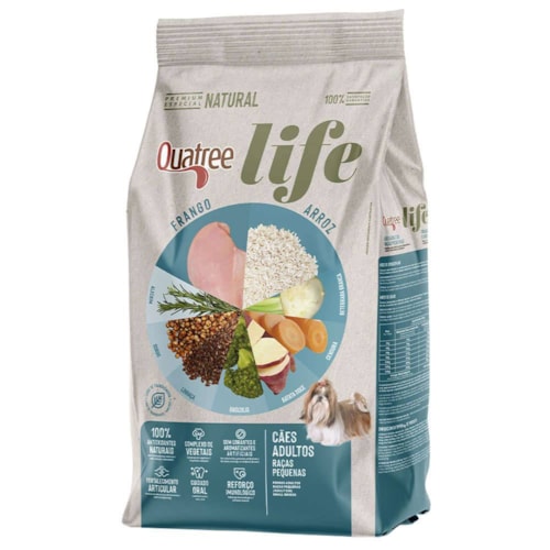 Ração Quatree Life Cães Adultos Raças Pequenas Frango e Arroz 10,1 kg