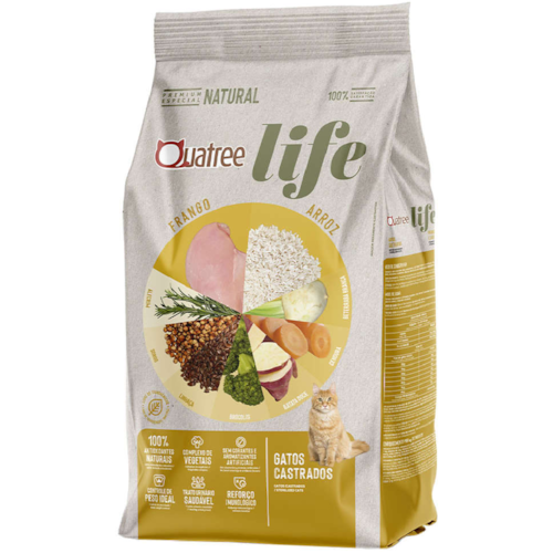 Ração Quatree Life Gatos Adultos Castrados Frango e Arroz 1,0 kg