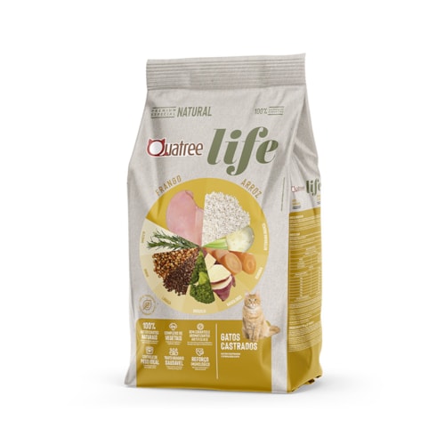 Ração Quatree Life Gatos Adultos Castrados Frango e Arroz 10,1 kg
