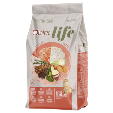 Ração Quatree Life Gatos Adultos Castrados Salmão e Arroz 3,0 kg