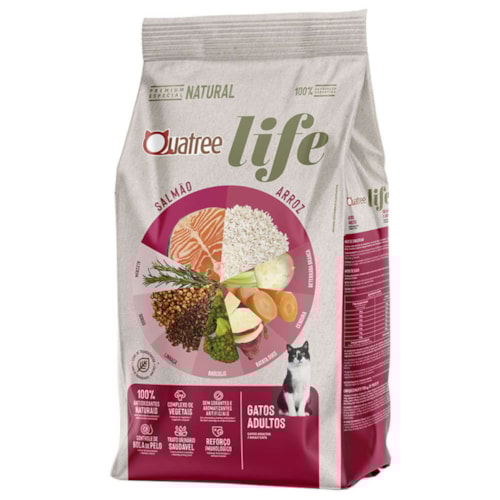Ração Quatree Life Gatos Adultos Salmão e Arroz 10,1 kg