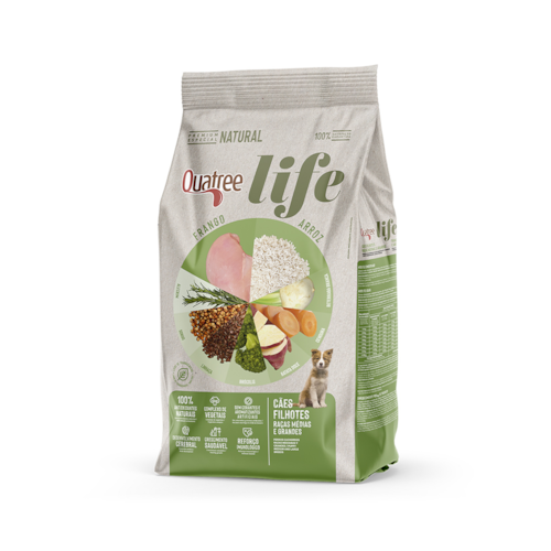 Ração Quatree Life para Cães Filhotes Porte Médio e Grande Sabor Frango e Arroz 3kg