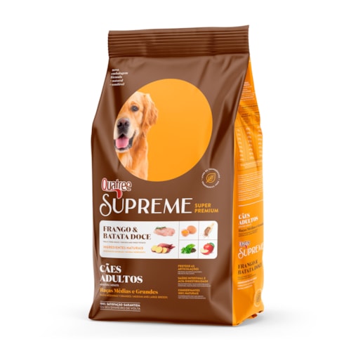 Ração Quatree Supreme Cães Adultos Raças Médias e Grandes Frango Batata Doce 15 kg