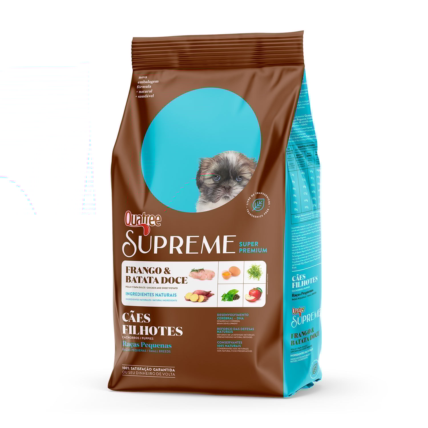 Ração Quatree Supreme Cães Filhotes Raças Pequenas Frango e Batata